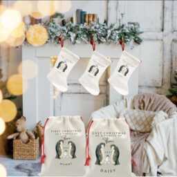 Personalised Last Christmas As A Family Of Three Decoration, Keepsake Sack, Gifts, Gifts Xmas Bags - thumbnail 2