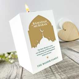 Personalised Ramadan Mubarak Mosque Silhouette White Tea Light Holder - Islamic Home D??cor - thumbnail 3