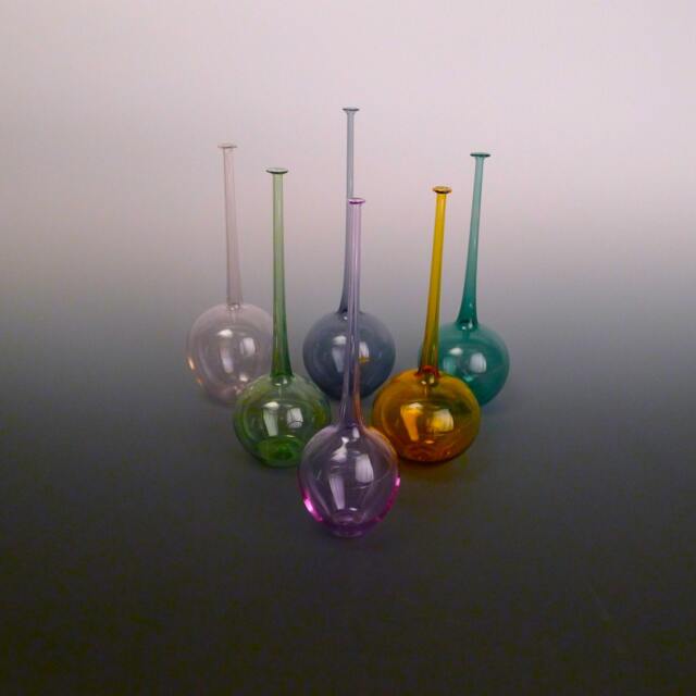 Long Neck Transparent Colored Glass Vase Hand Blown By Jenn Goodale - image 1