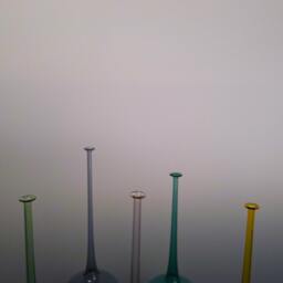Long Neck Transparent Colored Glass Vase Hand Blown By Jenn Goodale - thumbnail 4