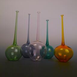 Long Neck Transparent Colored Glass Vase Hand Blown By Jenn Goodale - thumbnail 3