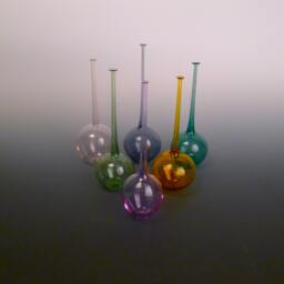 Long Neck Transparent Colored Glass Vase Hand Blown By Jenn Goodale - thumbnail 1