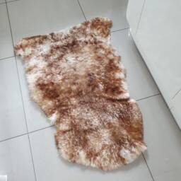 Genuine Sheepskin Rug Tan Brown Cream, 115cm X 76cm - thumbnail 1