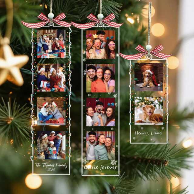 Personalized Family Photo Ornament, Strip Ornament, Photo Ornament, Couple Ornament, Best Friend Gift, Custom Ornament, Xmas Keepsake - image 1