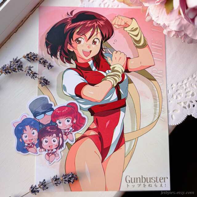 Gunbuster A4/A5 Art Print Poster, Stickers, Noriko Takaya, 80S Anime Girl Nostalgia Retro, Aim For The Top