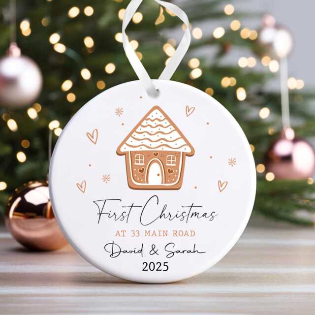Personalised Christmas Bauble - First At New Home Bauble, 1st Decoration Keepsake Gift, Gingerbread House - image 1