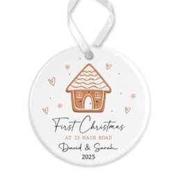 Personalised Christmas Bauble - First At New Home Bauble, 1st Decoration Keepsake Gift, Gingerbread House - thumbnail 3