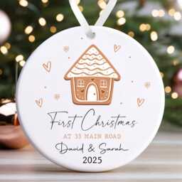 Personalised Christmas Bauble - First At New Home Bauble, 1st Decoration Keepsake Gift, Gingerbread House - thumbnail 2