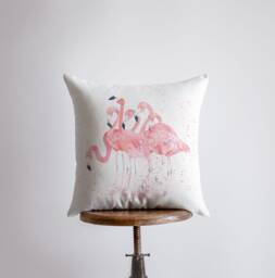 Flamingos - Pillow Cover Throw Home Decor Gift For Her Bird Beach Coastal Birds in Paradise - thumbnail 1