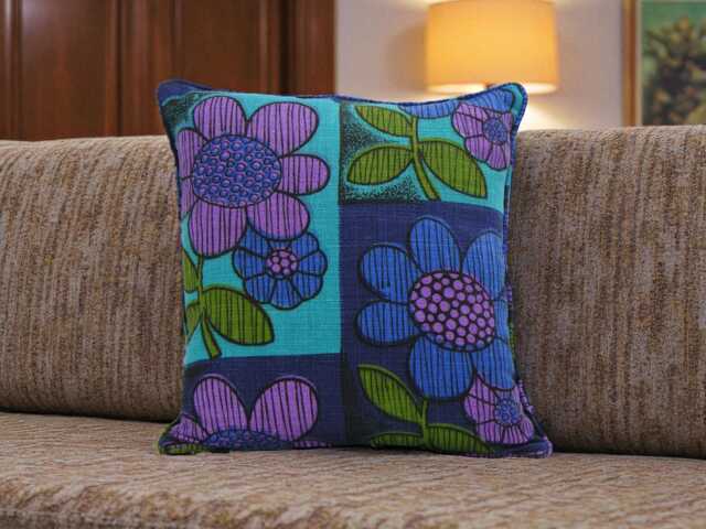 Unique Vintage Fabric Cushion Cover in Vibrant Colours - image 1