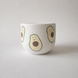 Avocado Concrete Succulent Pot, Painted Home Decor - thumbnail 4