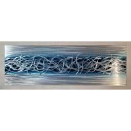 Modern, Abstract, Contemporary Metal Wall Art, Home Decor By R Toomer Art. Titled Charged. Navy & Silver. Indoor/Outdoor - thumbnail 3