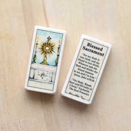 Jesus, Blessed Sacrament Wood Toy Block With Gift Bag // 300+ Catholic Saints To Choose From Toys By Almondrod