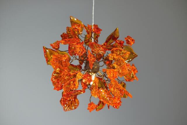 Handmade Orange Flower Ceiling Lamp Resin Floral Chandelier - image 1
