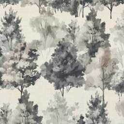 Handmade Lampshade Grey Tree Watercolour Forest Fabric Drum, Woodland Nature Light Shade For Table/Floor Lamp Or Ceiling Pendant - thumbnail 3