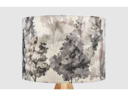 Handmade Lampshade Grey Tree Watercolour Forest Fabric Drum, Woodland Nature Light Shade For Table/Floor Lamp Or Ceiling Pendant - thumbnail 1