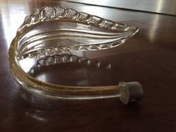 Leaves , Spare Parts For Venini, Mazzega, Toso, Artemide Chandeliers, With Broken Pieces, Transparent & Gold - thumbnail 2