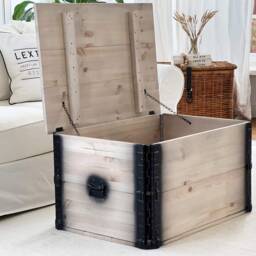 Coffee Table Chest Wooden Box Vintage Shabby Chic - thumbnail 4