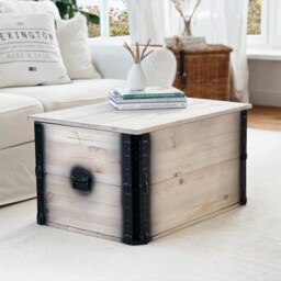 Coffee Table Chest Wooden Box Vintage Shabby Chic - thumbnail 2