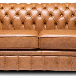 Chesterfield Real Leather Two/Three Seater Sofa Italian Vintage Tan - thumbnail 2