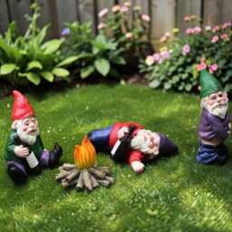 Miniature Campfire Statue Realistic Outdoor Garden Decor, Whimsical Yard Art - thumbnail 1