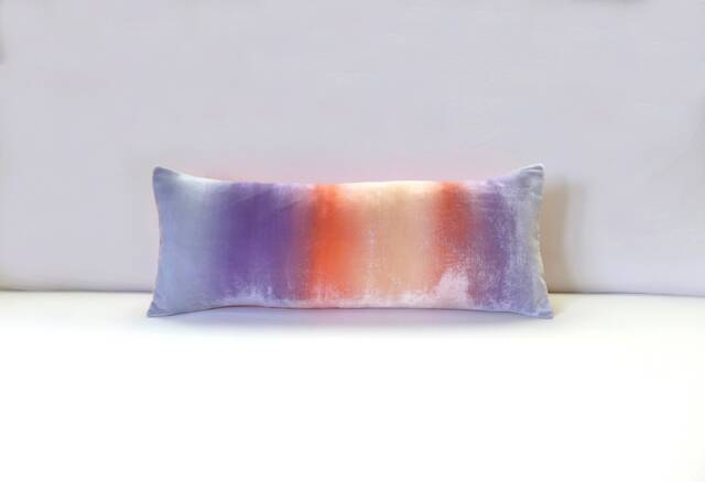 "Velvet Sunset Lumbar Long Hand Painted Velvet Pillow Cover, 30"" X 12" - image 1