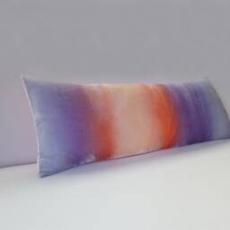 "Velvet Sunset Lumbar Long Hand Painted Velvet Pillow Cover, 30"" X 12" - thumbnail 3