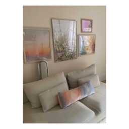 "Velvet Sunset Lumbar Long Hand Painted Velvet Pillow Cover, 30"" X 12" - thumbnail 4