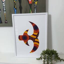 Handmade Adinkra Wall Art - Designed With Real Ankara Fabric Framed in Black Or White Ankara Handmade Symbols - thumbnail 2