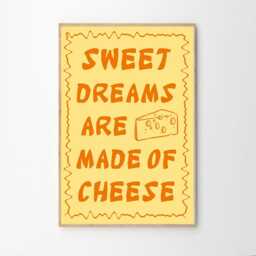 Sweet Dreams Are Made Of Cheese Art Canvas Poster, Trendy Wall Art, Kitchen Aesthetic Decor, Retro Home Printed Gift - thumbnail 2