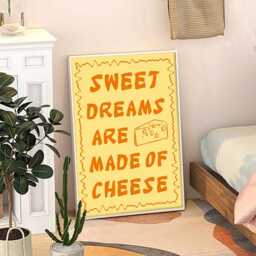 Sweet Dreams Are Made Of Cheese Art Canvas Poster, Trendy Wall Art, Kitchen Aesthetic Decor, Retro Home Printed Gift - thumbnail 3