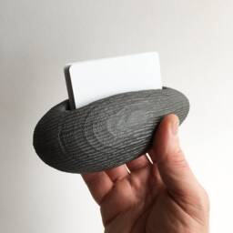 Silver Pebble Business Card Holder - Wooden - thumbnail 3