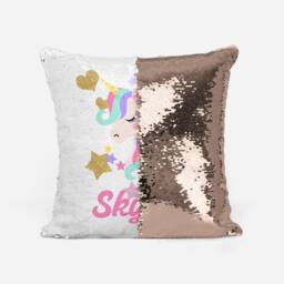 Personalised Unicorn Face Sequin Pillow Cover, Reversible Mermaid Gift For Her, Gift, Birthday Christmas - thumbnail 3