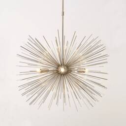 Mid Century Starburst Chandelier, Chrome Sputnik Ceiling Light, 5 Light - thumbnail 3