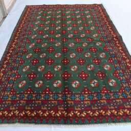 5'6x8'4 Green Akhcha New Handmade Rug, Afghan High Pile Turkmen Bokhara Area Rug, Living Room Tribal Rug Bedroom Office Rug - thumbnail 2