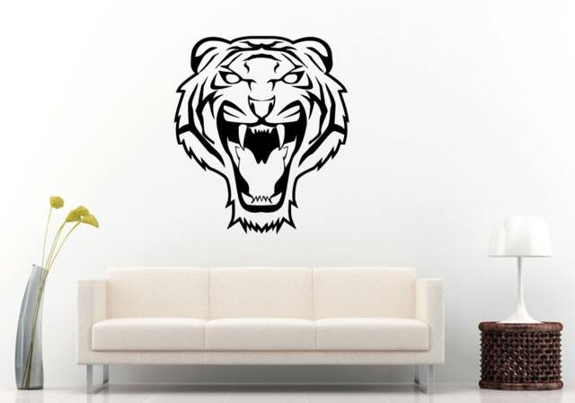 Tiger Head Beautiful Tribal Jungle Cat Predator Animal Wall Decal Vinyl Sticker Mural Room Decor L907 - image 1