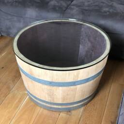 Wine Barrel Coffee Table With Small - 70S Glass Top - thumbnail 2