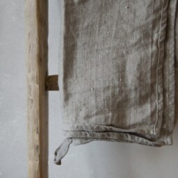 Linen Bath Towel Natural Herringbone - Antique Style Sheet Towels Guest - thumbnail 3