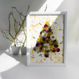 Christmas Tree From Pressed Flower Art, Frame Wall Decor