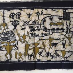 Vintage Indigo Batik Tapestry, Abstract Cotton Wall Hanging - thumbnail 4