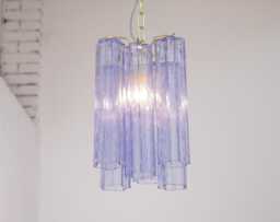 Murano Chandelier Tronchi ??25 cm - Blue Violet Glass Hand-Blown Italy Vintage Style