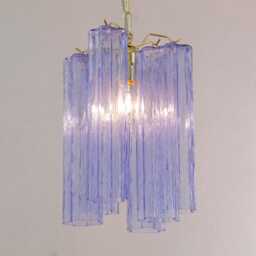 Murano Chandelier Tronchi ??25 cm - Blue Violet Glass Hand-Blown Italy Vintage Style - thumbnail 4