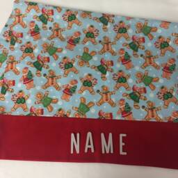 Christmas Gingerbread Pillowcase Personalized/Embroidered/Handmade/standard Size - thumbnail 2