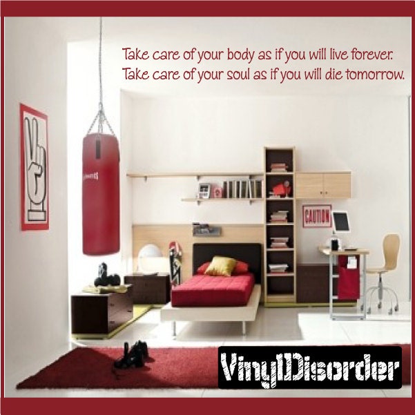 Take Care Of Your Body As If You Will Live Forever - Vinyl Wall Decal Quotes Sticker Homegymquotes05Et - image 1