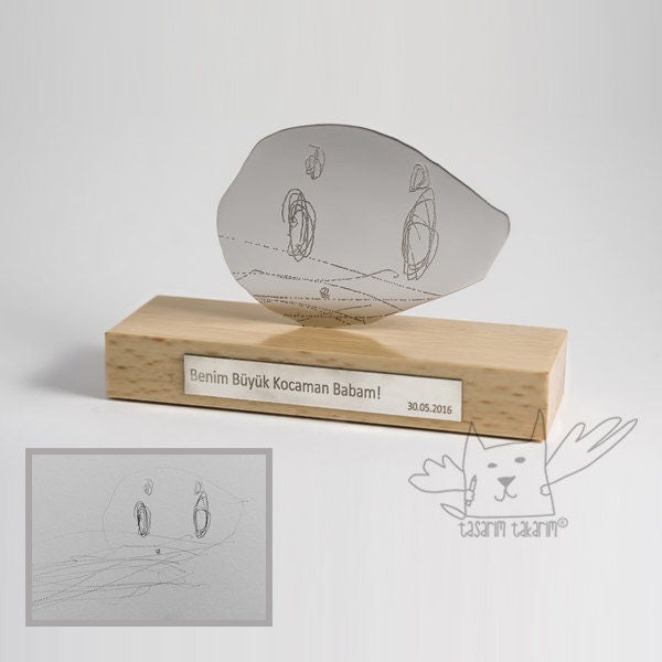 Handmade Silver Personalized Single Figured Tabletop Sculpture, Gifts From Your Child's Art, Unique Gift - image 1