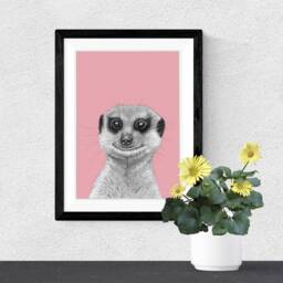 Meerkat A4 Art Print // Wall Art, Wildlife Meerkat Gift, Pen & Ink Animal Print, Detailed - thumbnail 1