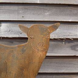 Rusty Metal Goat Garden Art, 11Th Steel Anniversary Gift - thumbnail 3