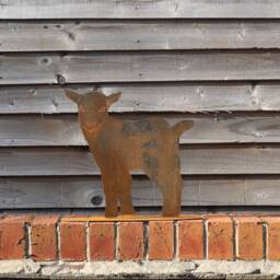 Rusty Metal Goat Garden Art, 11Th Steel Anniversary Gift - thumbnail 2