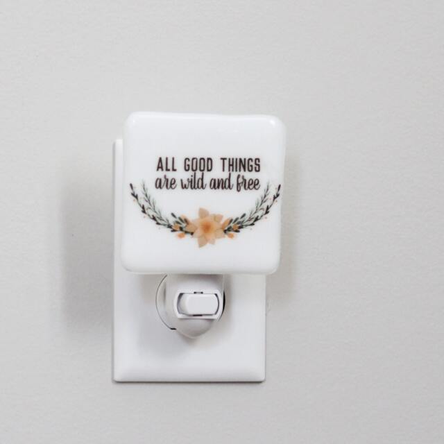 All Good Things Are Wild & Free Fused Glass Nightlight - & The One Boho Baby Nursery Decor - image 1