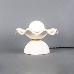 Rivale Table Lamp With Wavy Ceramic Shade, Matte White Striped 8.25 - thumbnail 2